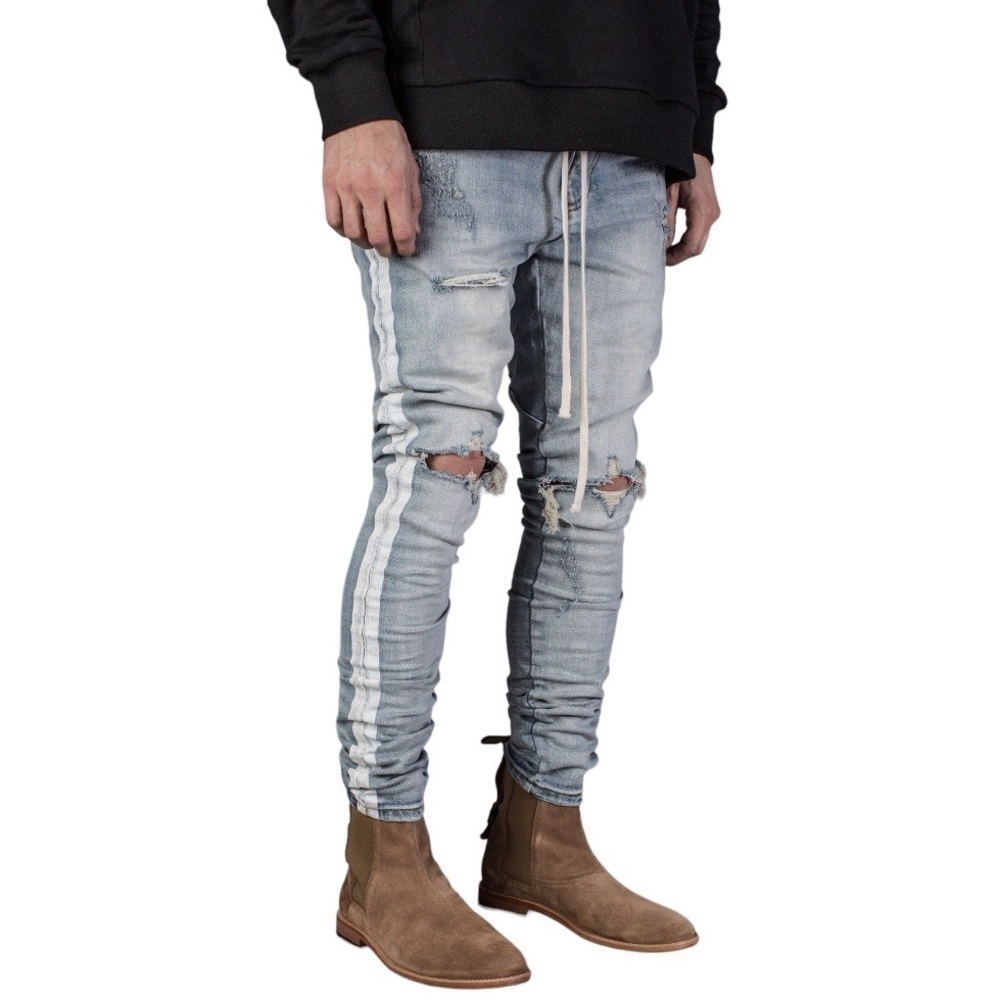 KOLLAR Distressed Stripe Denim Skinny Jean size 28